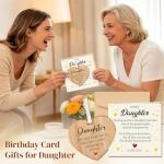 Daughter Birthday Card with Wooden Heart Plaque