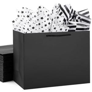 Extra Large Black Gift Bags with Tissue Paper