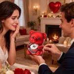 Romantic Teddy Bear with Preserved Rose Heart