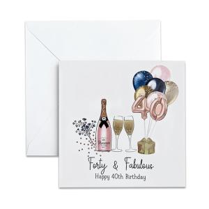 40th Birthday Card - Forty & Fabulous Design