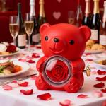 Romantic Teddy Bear with Preserved Rose Heart