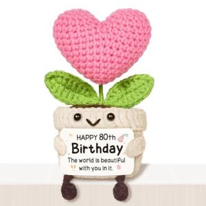 80th Birthday Crochet Heart Gift for Women