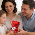 Romantic Teddy Bear with Preserved Rose Heart