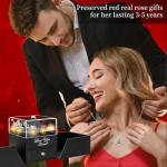 Real Black Rose Gift Set with Necklace for Her