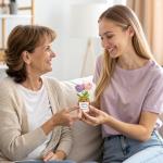 Crochet Tulip Mum Gift with Heartfelt Message