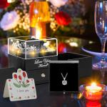 Real Black Rose Gift Set with Necklace for Her