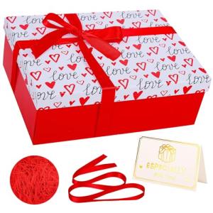 Red Heart Valentine’s Gift Box with Ribbon 25x18x9cm