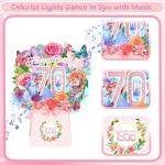 70th Birthday Music Card with 3D Flowers