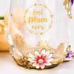 Flower Glass Coffee Mug for Mom - 12 Oz