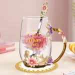 Flower Glass Coffee Mug for Mom - 12 Oz