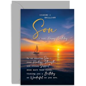 Heartfelt Birthday Card for Son – Sailing Sunset Design