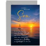 Heartfelt Birthday Card for Son – Sailing Sunset Design