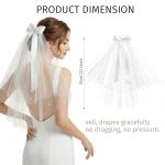 Short White Bachelorette Veil with Bow & Pearls