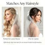 Short White Bachelorette Veil with Bow & Pearls