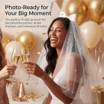 Short White Bachelorette Veil with Bow & Pearls