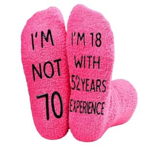 Funny 70th Birthday Fluffy Socks for Women