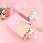 Valentine's Day Pink Gold Heart Gift Bags - 6 Pack