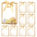 Gold Ribbon Clear Tote Bags - 8 Pack