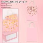 Valentine's Day Pink Gold Heart Gift Bags - 6 Pack