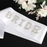 Elegant Bride Sash with Pearls and Rhinestones