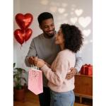 Valentine's Day Pink Gold Heart Gift Bags - 6 Pack