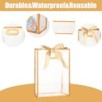 Gold Ribbon Clear Tote Bags - 8 Pack