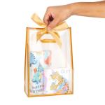 Gold Ribbon Clear Tote Bags - 8 Pack
