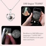 925 Silver Necklace with Red Rose Flower Gift