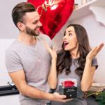 925 Silver Necklace with Red Rose Flower Gift