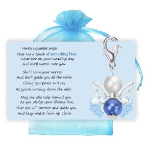 Something Blue for Bride to Be on Wedding Gifts Card Bridal Angel Bouquet Garter Charm Gift Card for Daughter on Wedding Day, from Mom Dad Grandma Sister Friends