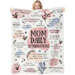 twirush New Mum Gifts, 50"x 60" Mama Daily Affirmations Blanket, Present for First Time Moms, Mummy to Be, Pregnant Women on Birthday, Mother's Day, Christening (Pink)