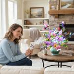 Mothers Day Card, Happy Mother’s Day card with Music&Light, Hummingbird Oasis,10Inch Forever Flower Bouquet from Daughter, Son, Husband, Mother Day Gift Card for MUM Wife Grandma