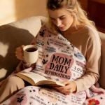 twirush New Mum Gifts, 50"x 60" Mama Daily Affirmations Blanket, Present for First Time Moms, Mummy to Be, Pregnant Women on Birthday, Mother's Day, Christening (Pink)