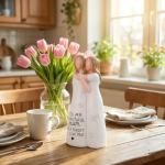 QBEJIME Gifts For Mum, Hand-Painted Mother Daughter Figurine, Mothers Day Mum Gifts, Mum's Birthday Gift From Daughter, Presents For Mummy On Christmas, Valentine's Day, Mother's Day