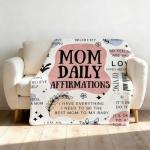 twirush New Mum Gifts, 50"x 60" Mama Daily Affirmations Blanket, Present for First Time Moms, Mummy to Be, Pregnant Women on Birthday, Mother's Day, Christening (Pink)