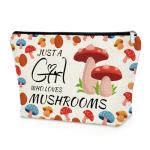 Mushroom Lovers Gifts for Women Makeup Bag Mushroom Themed Gifts Mushrooms Gift for Women Teen Sister Friend Cosmetic Bag Christmas Birthday Gift for Fungi Lovers Mom Pregnant Female Cosmetic Pouch