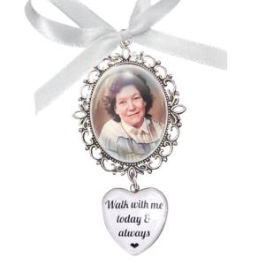 Rockshore Accessories Photo Memory Bouquet Charm In Antique Silver Picture Memorial For Wedding Day Bridal Photo Gift For Bride Mum Nan Grandad Dad Personalised Picture