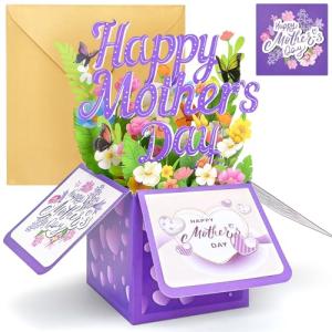 YianHien Mothers Day Card for Mum, Pop Up Mothers Day Card with Floral & Butterfly Design, Happy Mother’s Day Cards for Mummy Nanny Grandma Mothers Day Gifts
