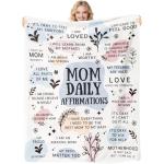 twirush New Mum Gifts, 50"x 60" Mama Daily Affirmations Blanket, Present for First Time Moms, Mummy to Be, Pregnant Women on Birthday, Mother's Day, Christening (Blue)