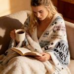 twirush New Mum Gifts, 50"x 60" Mama Daily Affirmations Blanket, Present for First Time Moms, Mummy to Be, Pregnant Women on Birthday, Mother's Day, Christening (Blue)