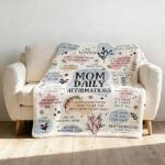twirush New Mum Gifts, 50"x 60" Mama Daily Affirmations Blanket, Present for First Time Moms, Mummy to Be, Pregnant Women on Birthday, Mother's Day, Christening (Blue)