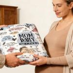 twirush New Mum Gifts, 50"x 60" Mama Daily Affirmations Blanket, Present for First Time Moms, Mummy to Be, Pregnant Women on Birthday, Mother's Day, Christening (Blue)