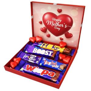 Mothers Day Chocolate Gift Box for Mum – Assorted Chocolate Bars Foil Heart Chocolates – Ready to Gift in Keepsake Mini letterbox – Sweet Treat for Mum