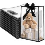 40 Clear Gift Bags with Black Ribbon Bows