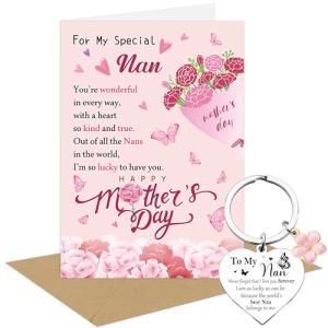 Sentimental Pink Floral Card and Keychain Set