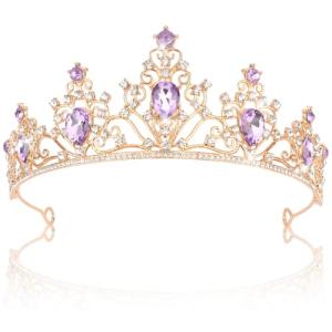 Wanciler Purple Crystal Tiara for Women