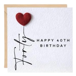 3D Heart Balloon 40th Birthday Card for Her