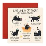 Funny 'Live Like a Cat' Birthday Card