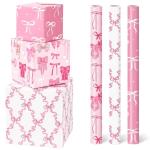 Pink Bow Wrapping Paper Roll - 3 Pack