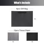 12'' Black Gift Bags with Tissue Paper, 6-Pack